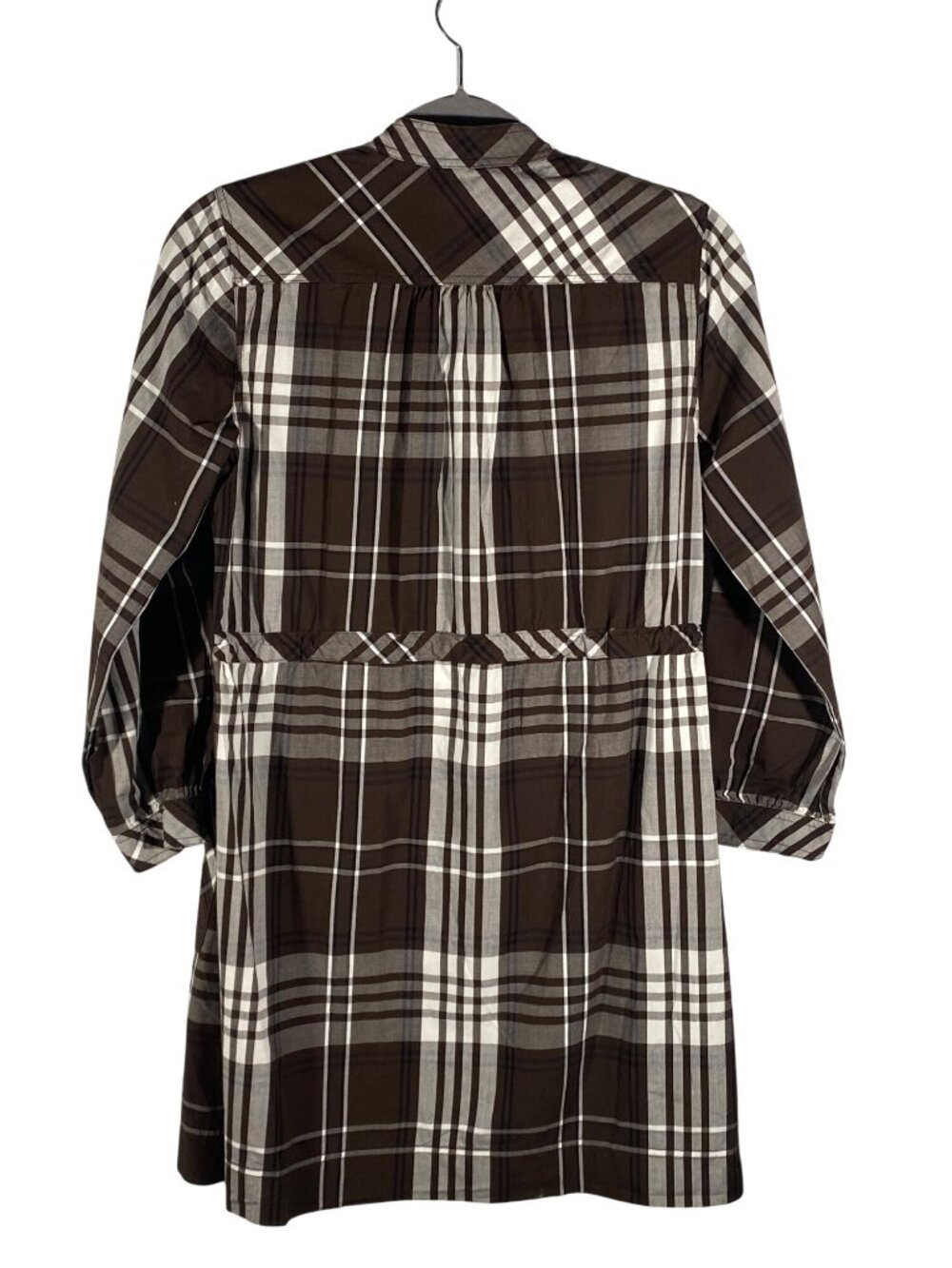 Tuckernuck Brown and White Plaid Long Sleeve Shirt Dress - Picture 4 of 11
